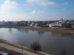 A landscape image of the Vistula River, Krakow, Poland